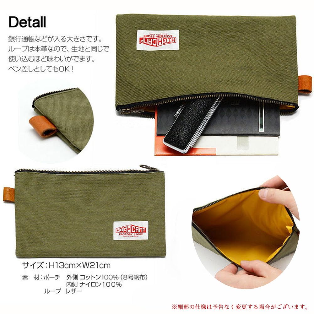 HIGHCAMP Kurashiki Canvas SS Size Canvas Clutch Bag Mask Case Brand Genuine Leather Bag Organization Passbook Holder Passport Case Cute Stylish
