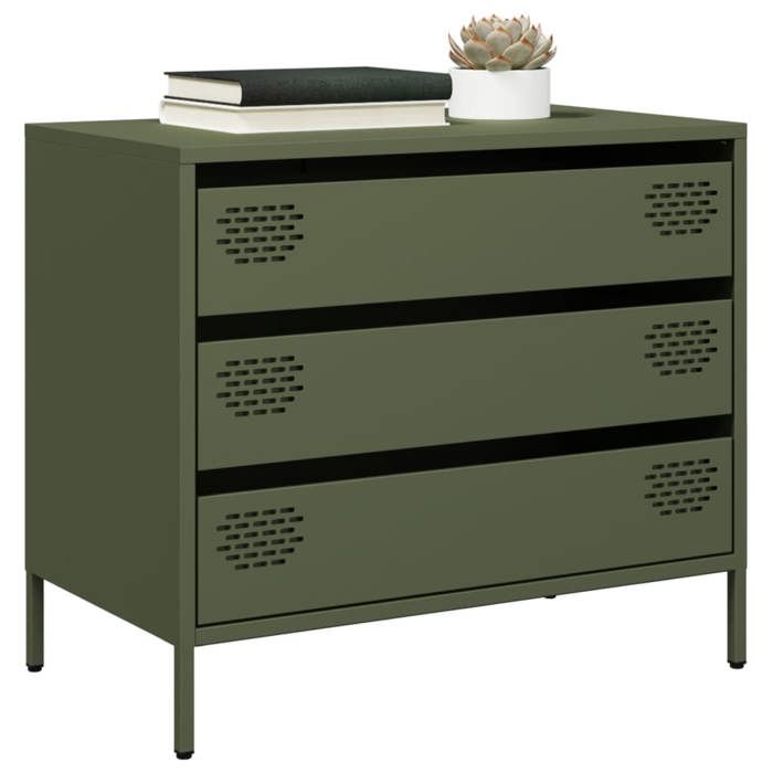 VidaXL Buffet vert olive 68x39x58,5 cm acier laminé à froid, meuble de rangement, meuble de rangement de cuisine, meuble de 851296