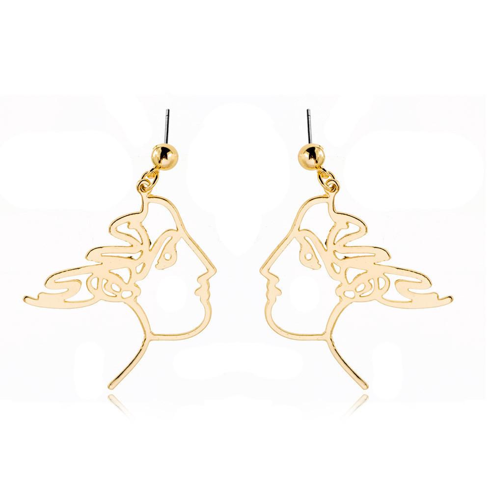 Alloy Face Elegant Earrings For Women Modern Cartoon Expression Design Jewelry
