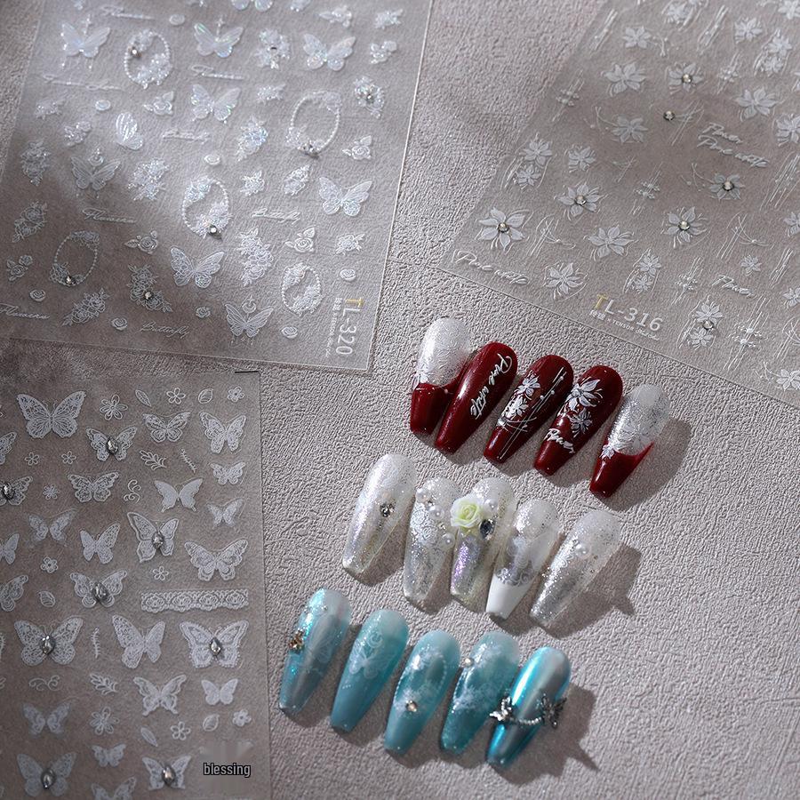 Minimalist Ice-Transparent Butterfly Nail Stickers TL-301