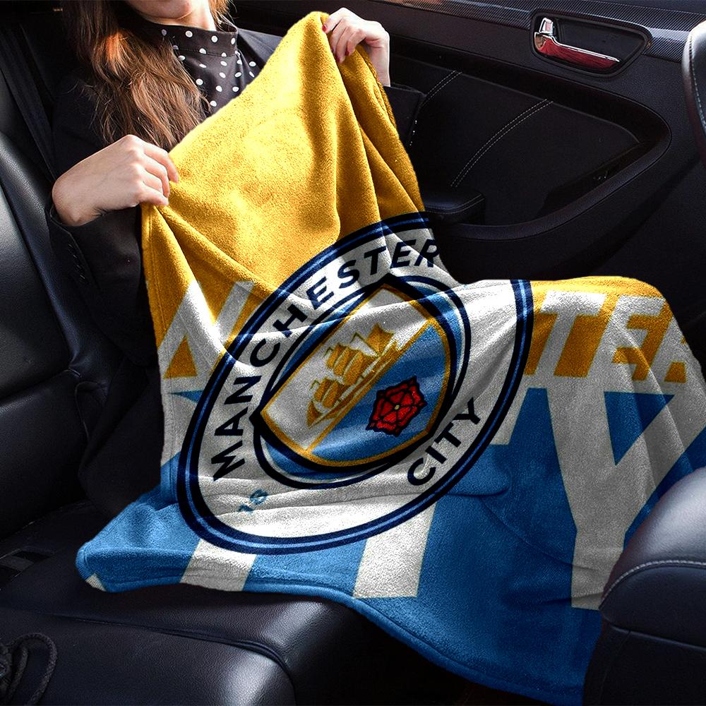 Manchester City Theme Printed Blanket - Perfect for Couch, Bed, Travel & Outdoor Use | Machine Washable, Cozy & Durable.