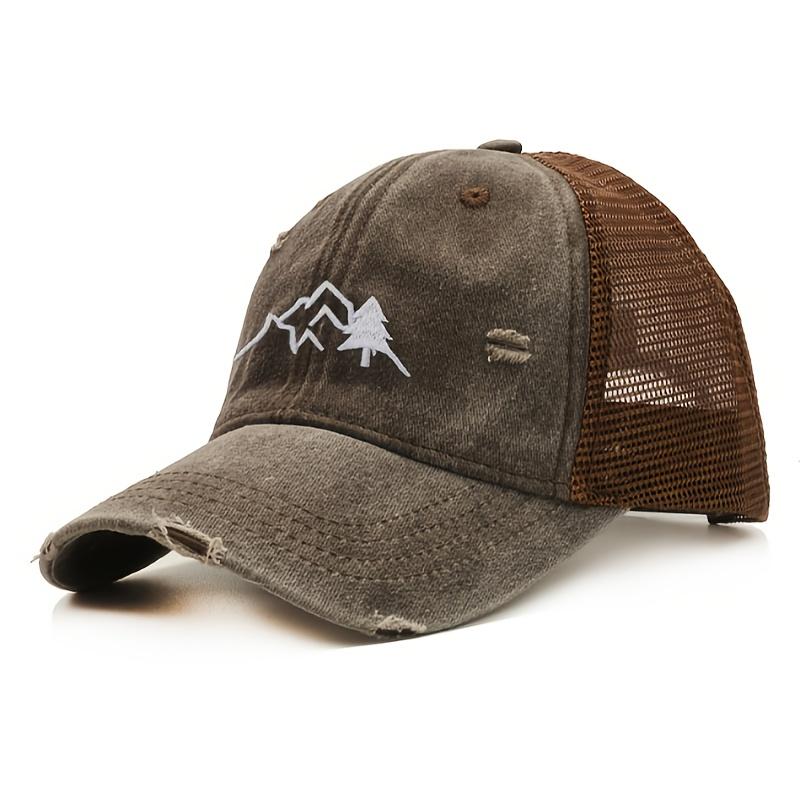 

Washed, Aged,Gorras DeBéisbol Perforated Embroidered Net Hat, Summer Breathable Baseball Cap, Sun Protection and Breathability Adjustable&16
