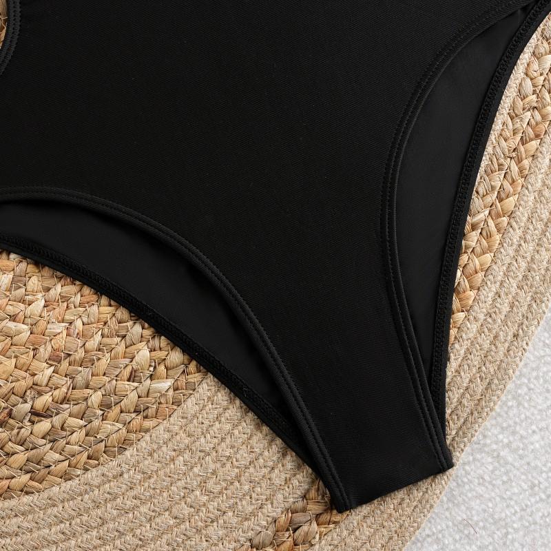 Metal Jewelry Hollowed Out Sexy Lace One-piece BIKINI