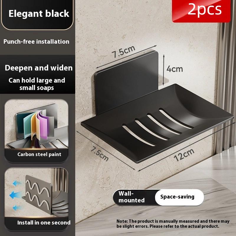 

Carbon Steel Bathroom Shower Storage Soap Tray Rack Soap Tray Wall Mounted Drain Soap Tray Box чёрный
