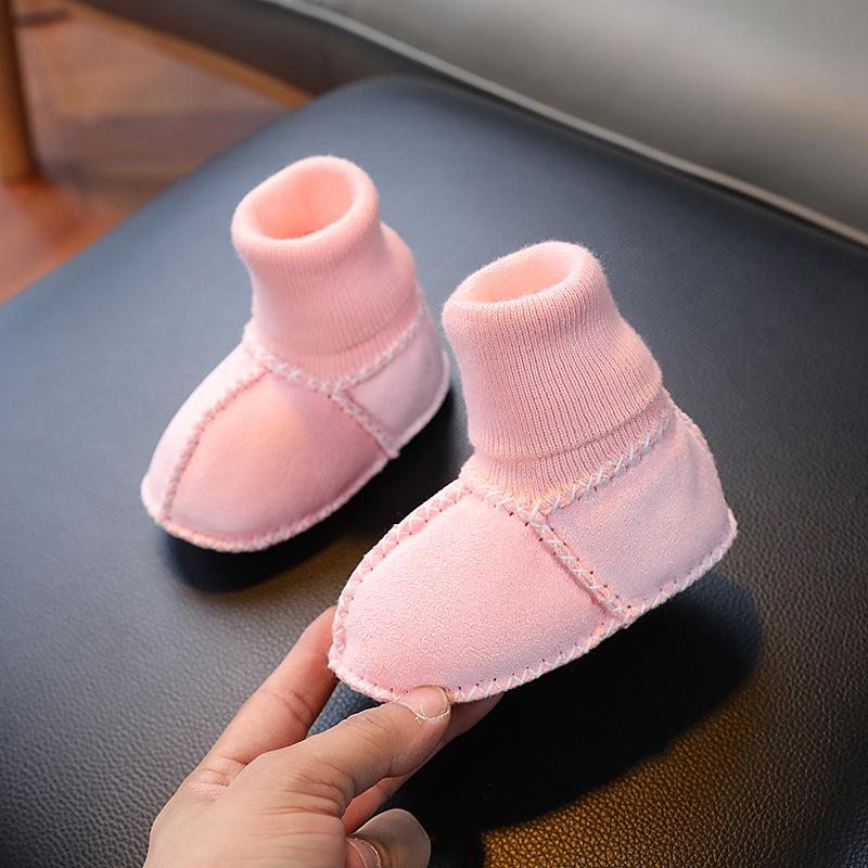 Infant Faux Leather and Fur Baby Socks: Soft Sole Suede Velvet Shoes for 0-12 Months, Perfect for Autumn and Winter