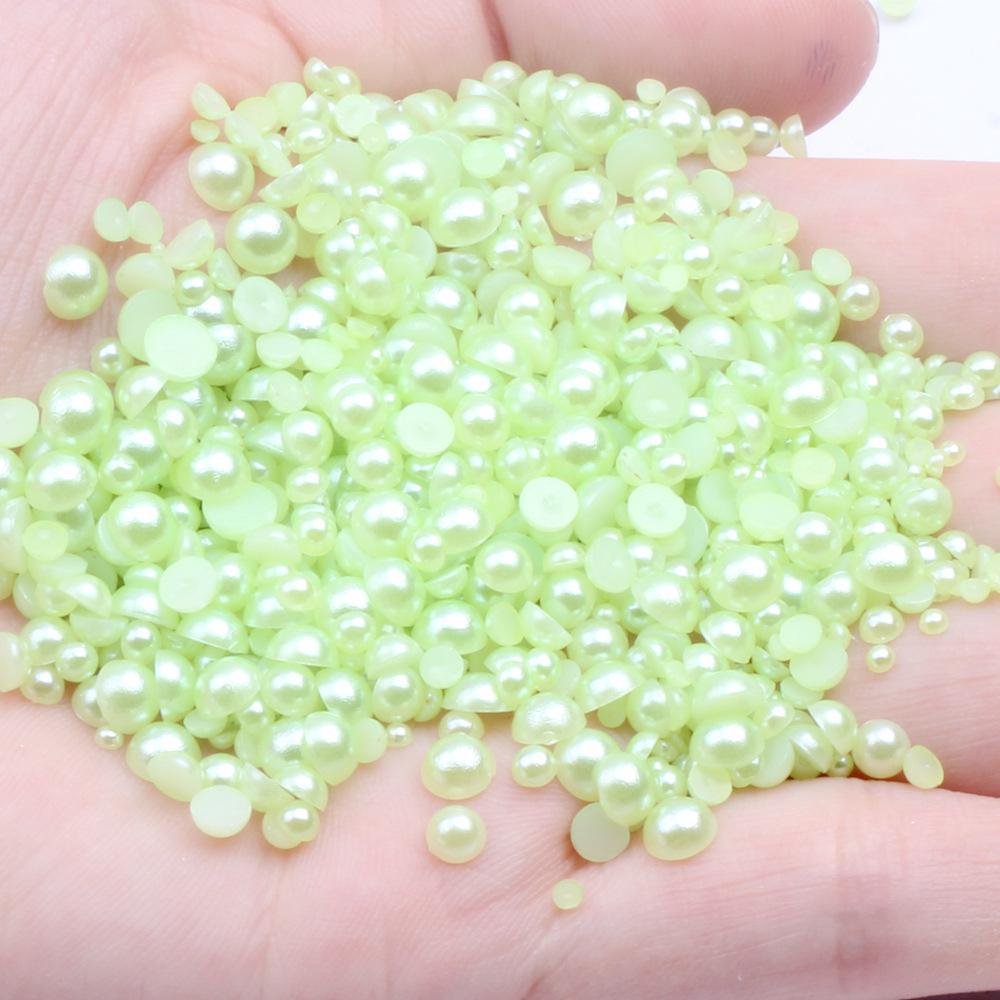 9mm Flat-back Half-round Pearl Beads - 100 Pcs for DIY Phone Case Decoration