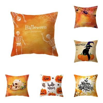 Skull Pumpkin Collection Halloween Theme Pillow Cover Sofa Cushion  Holiday Gift Party Decor Home