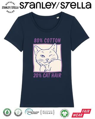 80% Cotton 20% Cat Hair T-Shirt Funny Womens Pet Gift / Ladies Tee