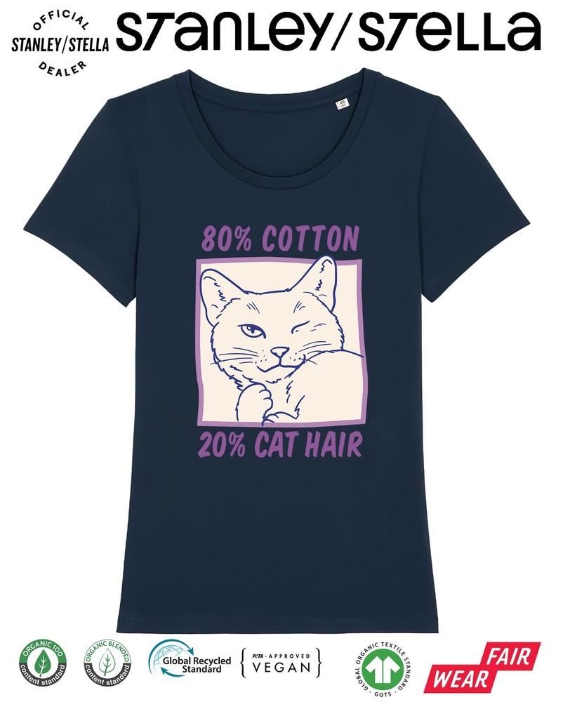 

80% Cotton 20% Cat Hair T-Shirt Funny Womens Pet Gift / Ladies Tee 4XL