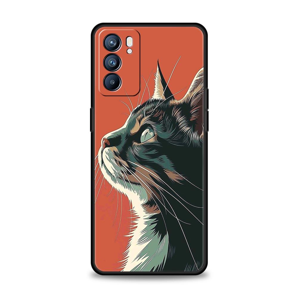 Cute Cartoon Cat Phone Case For Oppo Reno13 Reno12 Reno11 F Reno10 Pro A54 5G Find X5 A53 A52 A9 A17 A78 4G A79 A80 A98 Cover