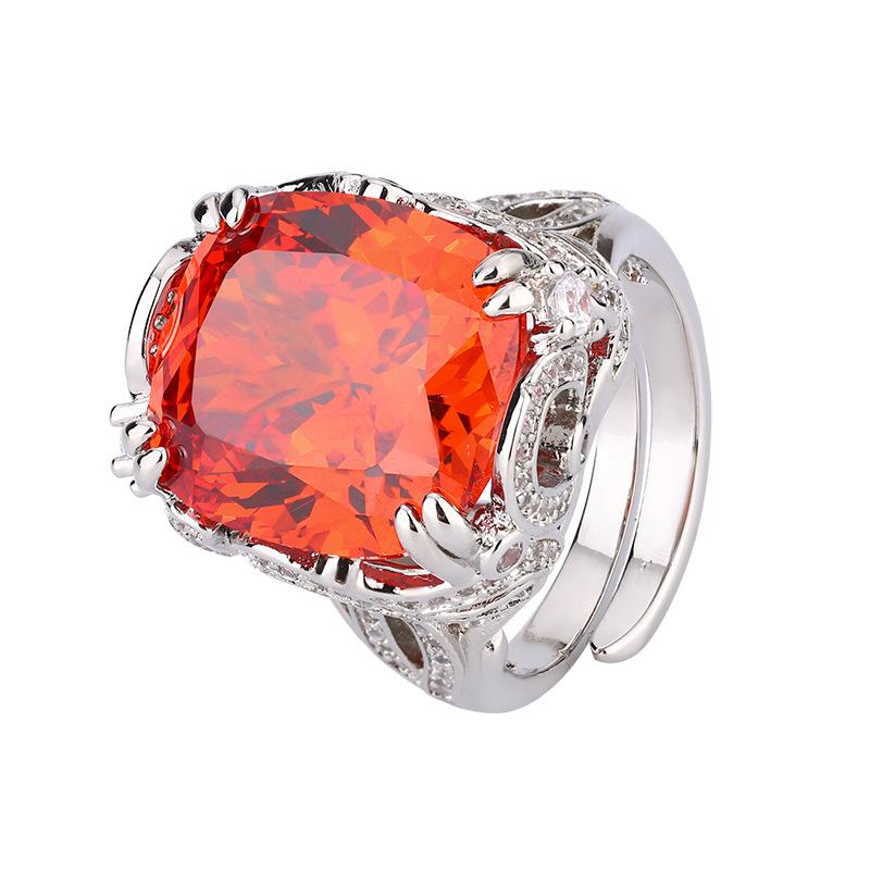 Jewelry Copper Bottom Gold-Plated Retro Simulation Bird'S Nest Cut Color Treasure Fat Square Light Luxury Ring Female 14 * 16