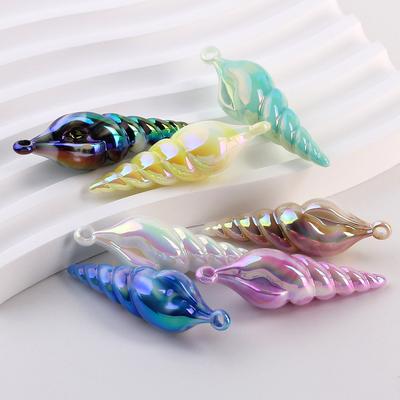 5pcs/lot 47x15mm Iridescent Acrylic Large Conch Charms Ocean Shell Pendant DIY Jewelry Making Necklace Keychain Accessories