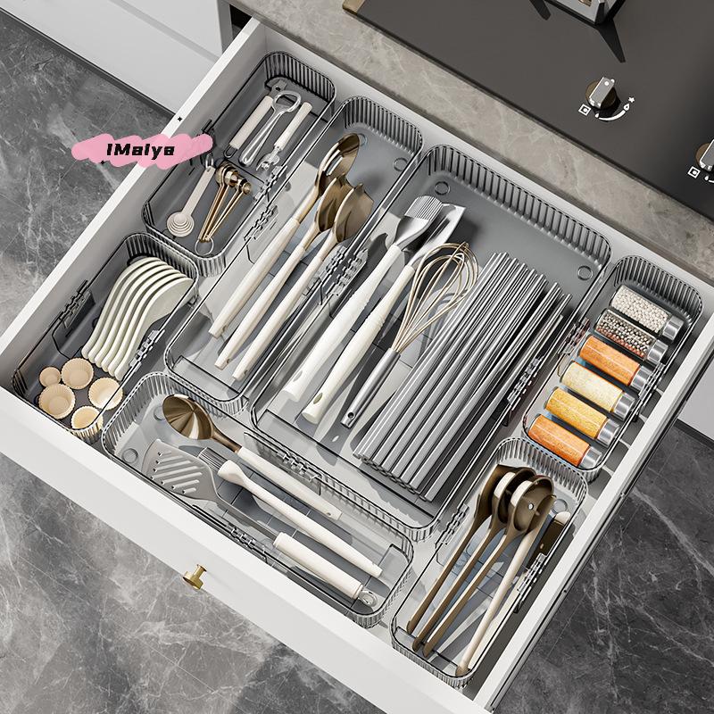 M-Expandable Drawer Organizer And Storage Bins Plastic Divider Box For Kitchen Flatware Makeup Tray Bathroom Office Holder