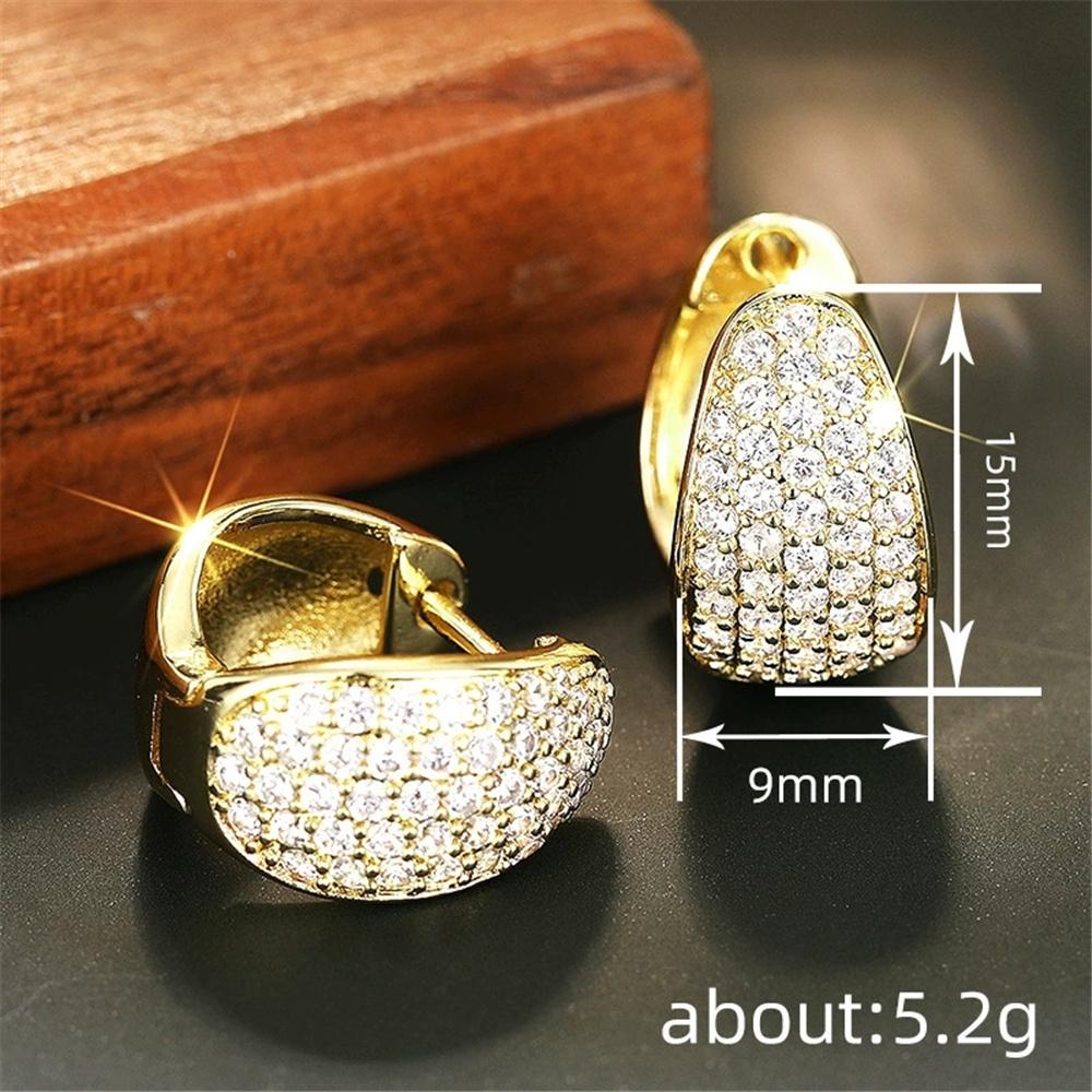 Cute Female White Zircon Stone Hoop Earrings Vintage Fashion Gold Color Wedding  For Women