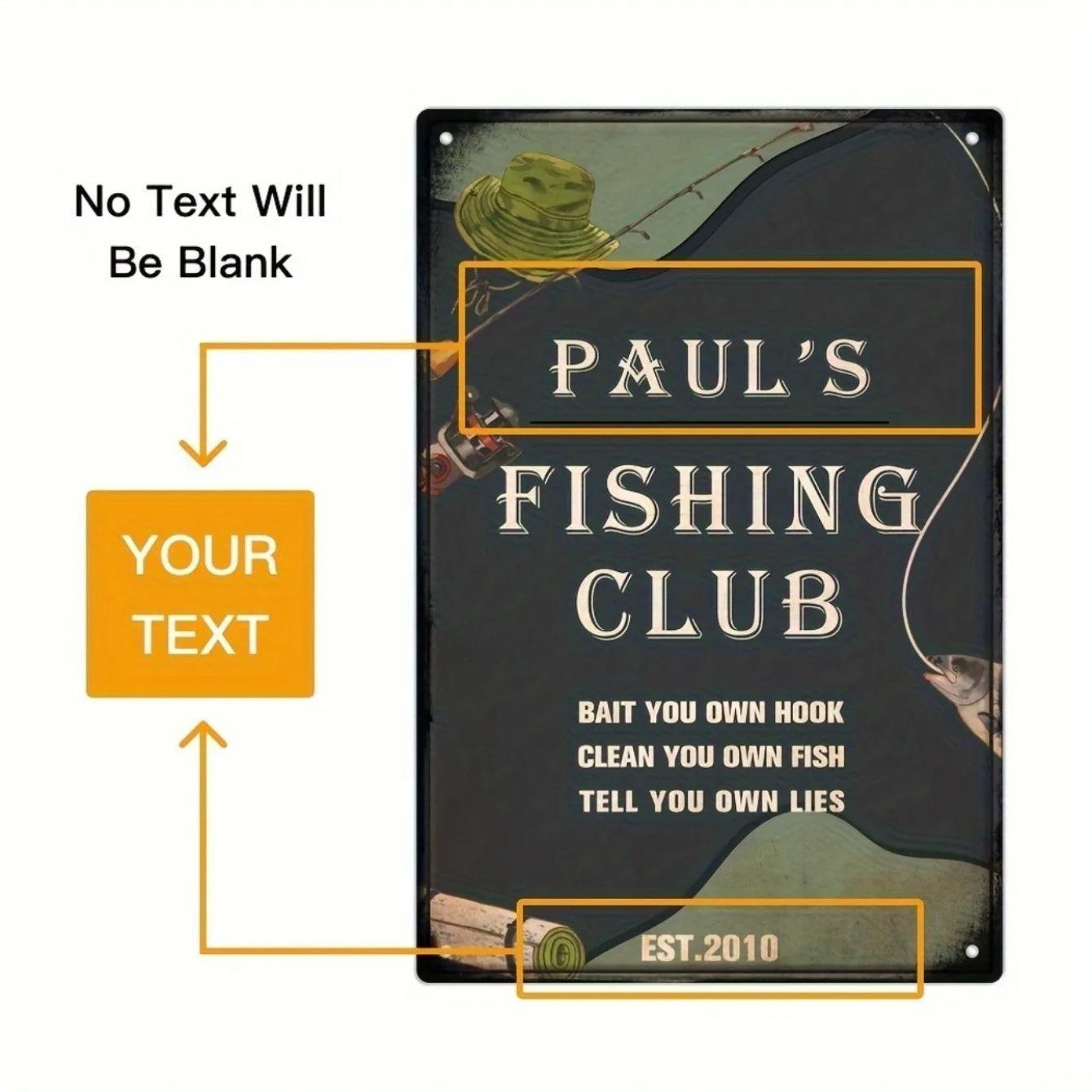 Custom Metal Sign Fishing Rules Bait Hook Clean Fish Tell Lies красный