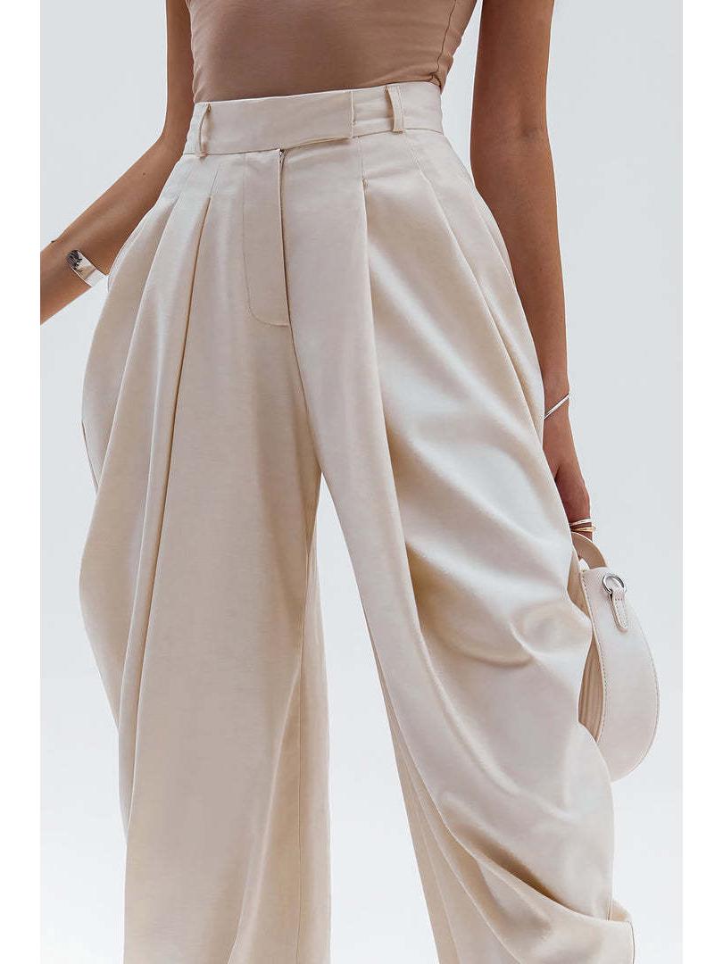 2026 European & American High-Waisted Drape Pleated Irregular Casual Pants XS