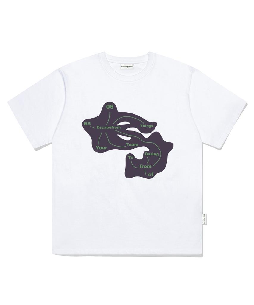 ESCAPEFROM Initial Map Print Oversized Short Sleeve T-Shirt White