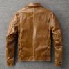 Classic 1930s Color Changes Oil Waxed Brown Natural Cow Leather Jacket Men Real Cowhide Coat Male Clothes Autumn