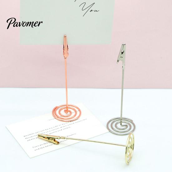 Office Desk Accessories Metal Place Card Holder with Spiral Base, Table Numbers Display Gold Holders Rack, Desktop Memo Photo Clip Stand for Weddings