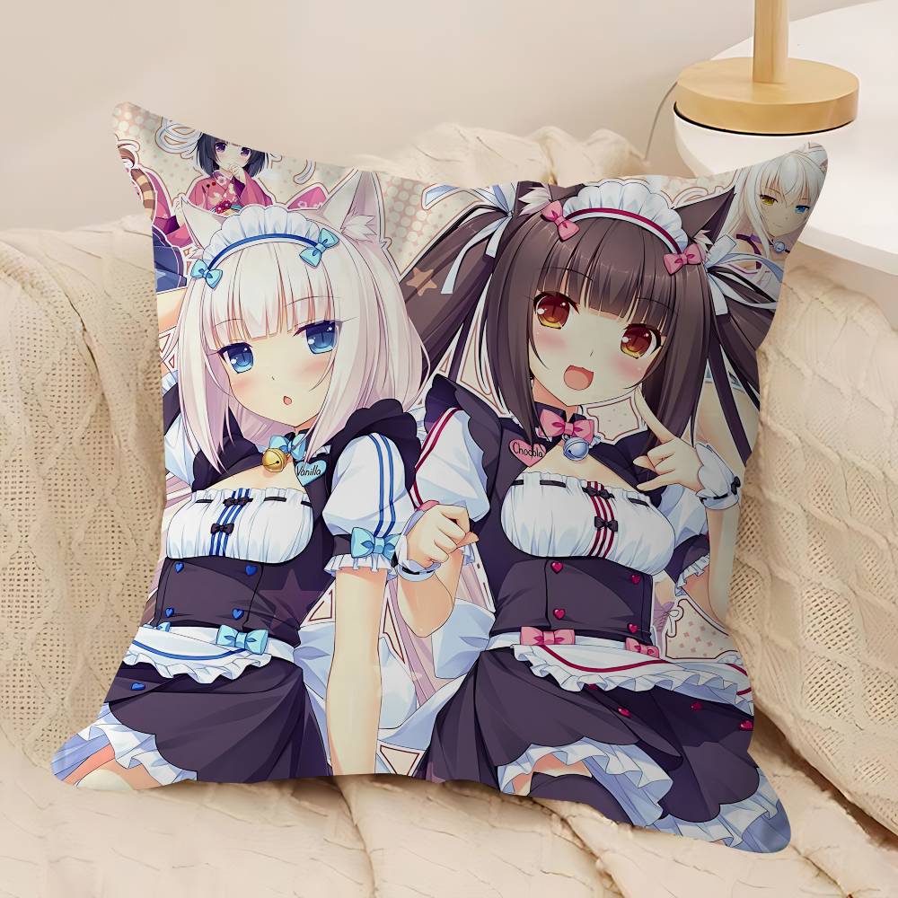Anime N-Nekoparas Pillow Cushion Cover Pillowcase Living Room Sofa Home Decor Customized