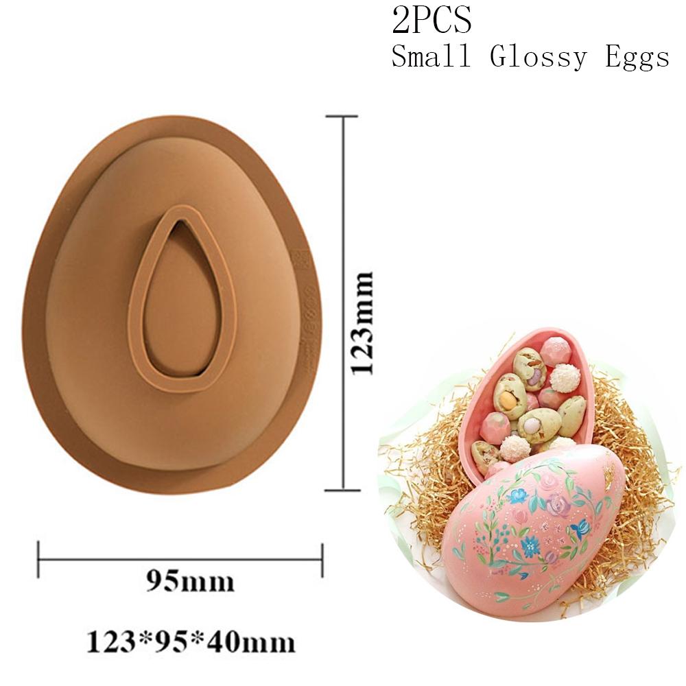 2PCS Easter Egg Chocolate Molds 6 Kids Of Shape Eggs Silicone Molds 3D Large Non-Stick Egg Easter Chocolate Molds Baking Tools