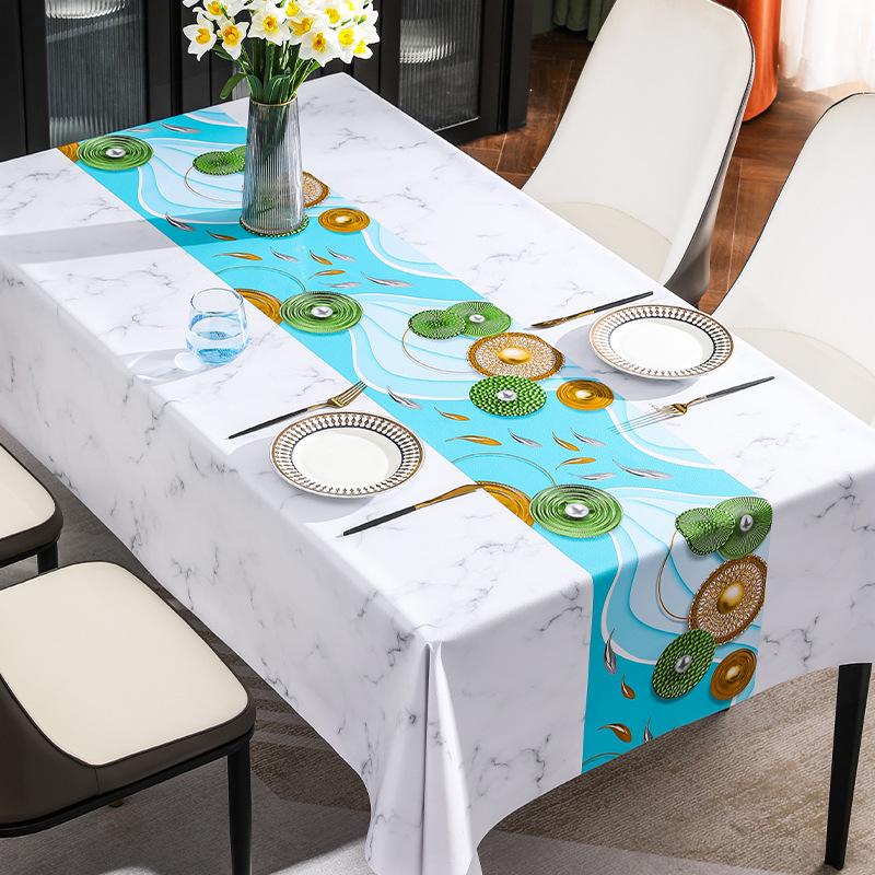 Flowing Light Years Light Luxury Tablecloth Waterproof And Oil-Proof Pvc Tablecloth Rectangular Coffee Table Cloth Wind Yarn Fabric