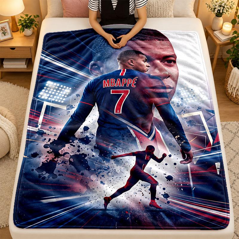 Flannel BlanketKylian Mbappe Warm Soft Throw Blanket for Indoor Sofa Bed Living Room Use