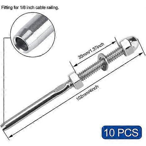 10 Pcs Threaded Cable Tensioners Stainless Steel Cable Splitter Guardrail