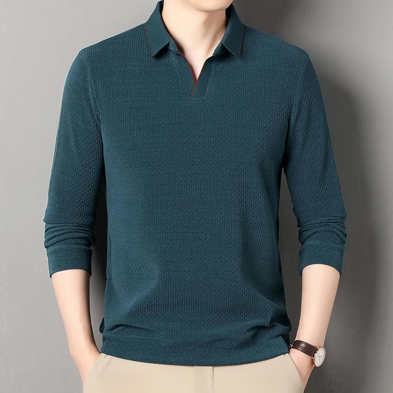 Men's POLO Shirt Men's Long-sleeved Casual Business Men's Spring and Autumn T-shirt Lead Clothes