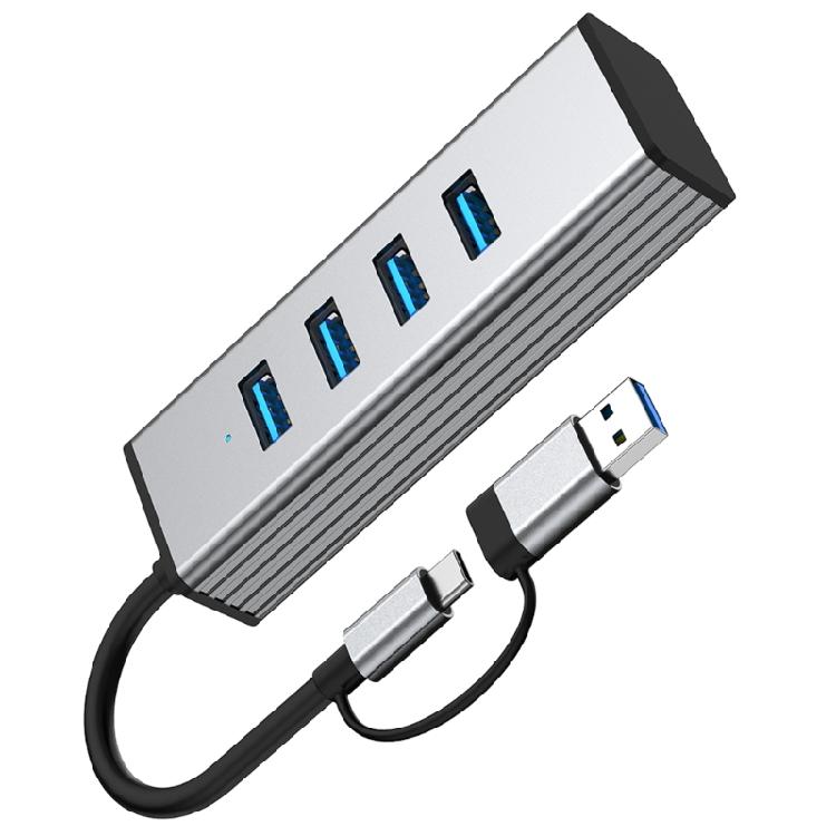 4 Port USB3.0 Hub Adapter Fast Speed 10Gbps Data Transfer Wide Compatibility for Laptops Tablets Smartphones and More