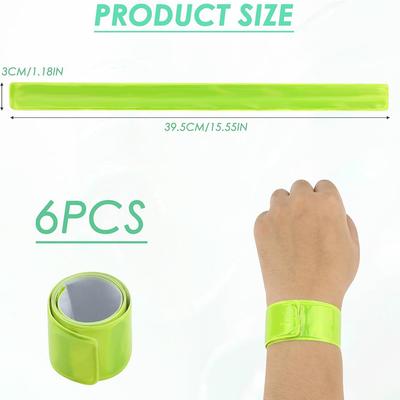 New 6pcs Reflective Bands Snap Bracelets, Safety for Joggers, Children, and Cyclists