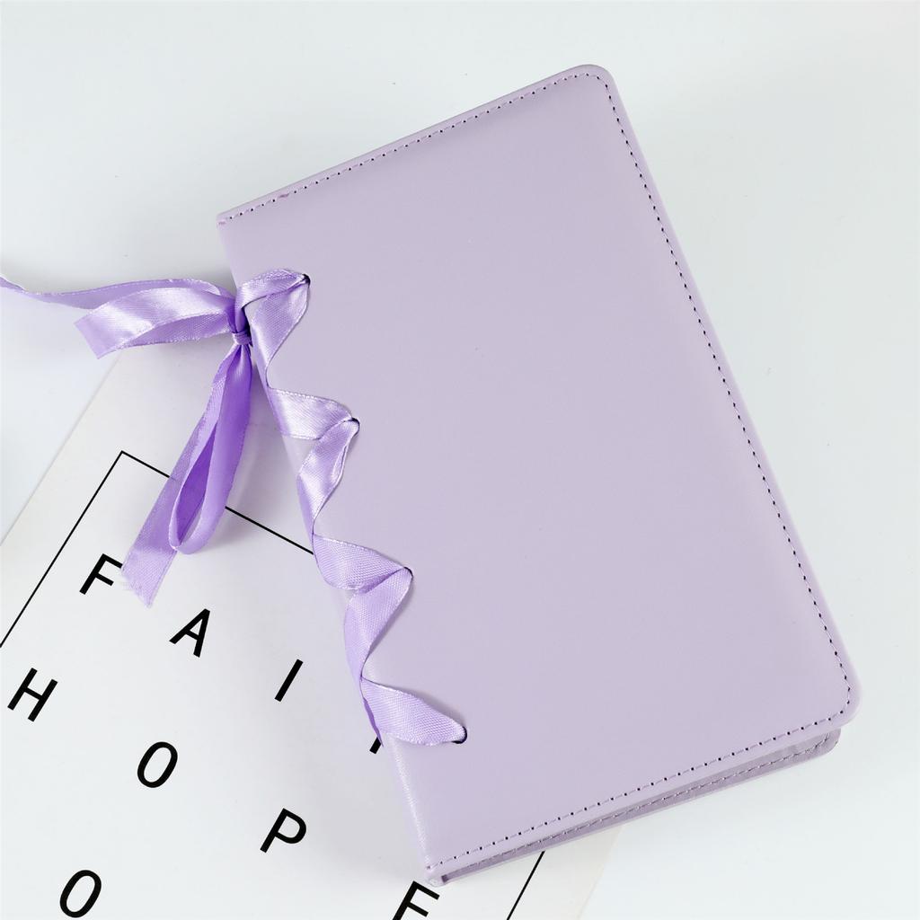 A6 Photo Album with 25 Inner Pages PU Leather Binder Album Lovely Bows Photo Book Kpop Photocard Holder for 3'' Photo