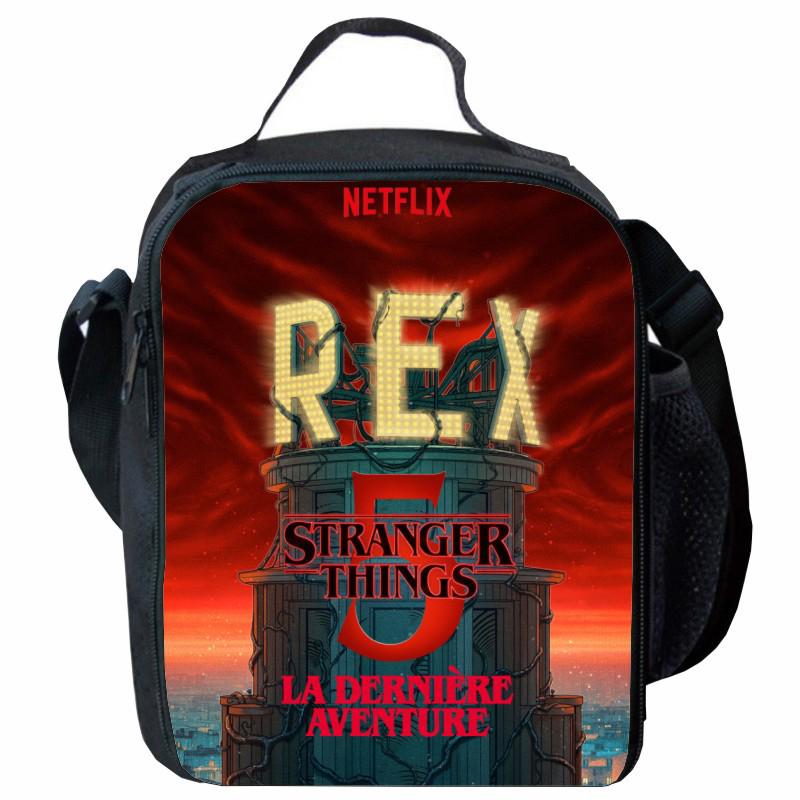 Stranger Things 5 Lunch Bag: Cartoon Picnic Bag for Primary Students with Ice Pack