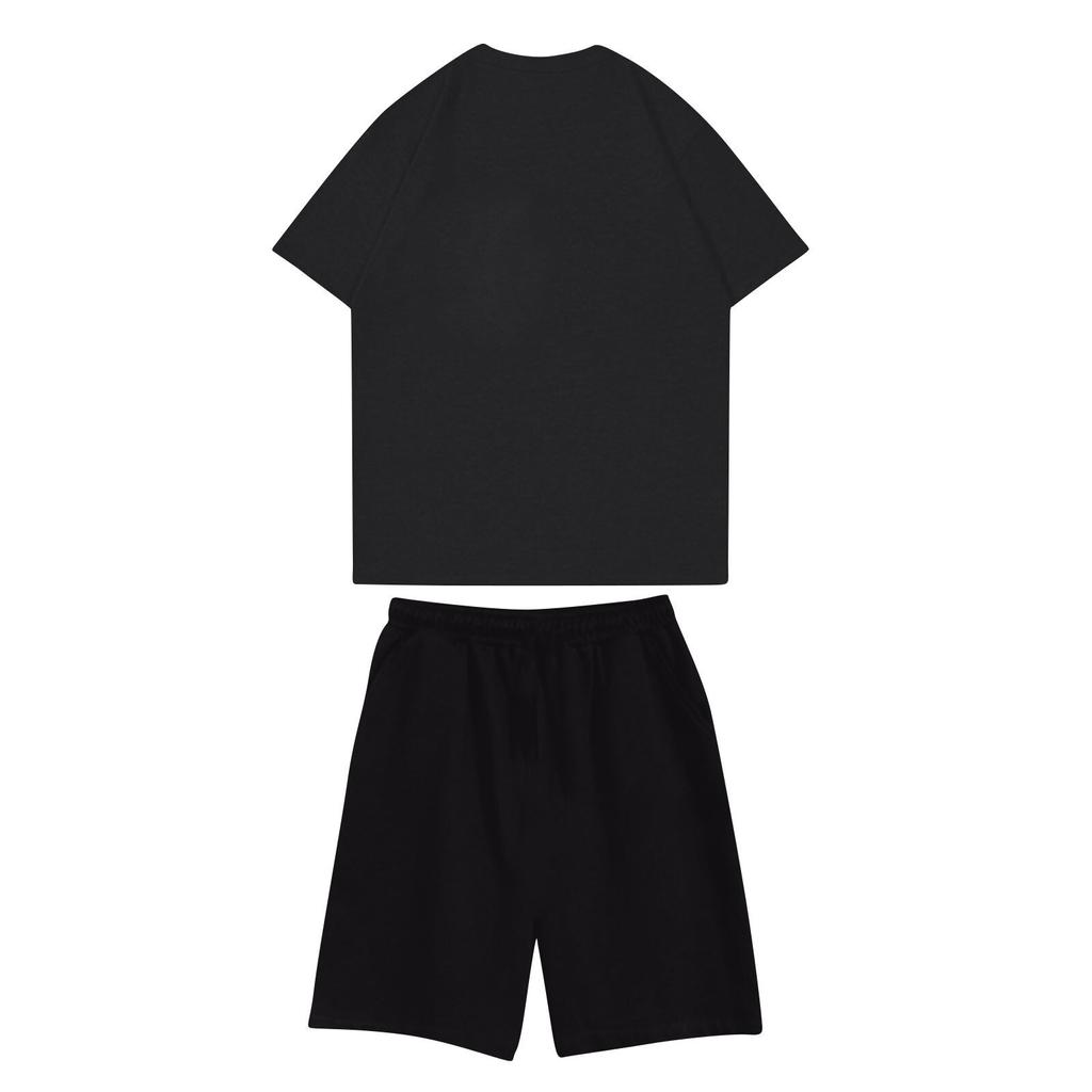 Unisex-Jogging-Set, Sommer, lässig, bedruckt, Rundhals-Kurzarm-T-Shirt + Shorts, Set, Sportanzug