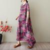 Krótki rękaw Plus size Bawełna Len vintage kwiatowy nowość sukienki dla kobiet casual luźna długa letnia sukienka