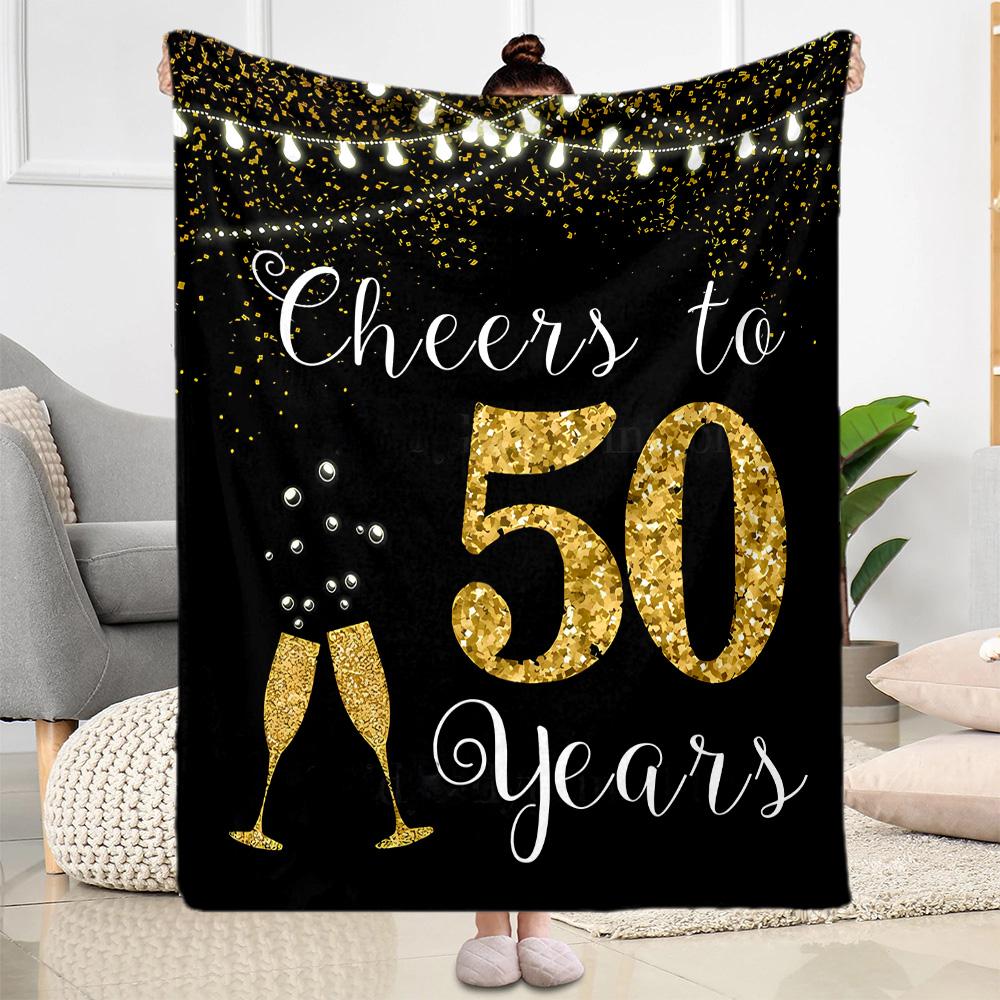 1pc 50th Birthday Celebration Blanket Soft and Warm for Sofa Office Camping Travel Livingroom Great Gift for Friends and Family Comfortable