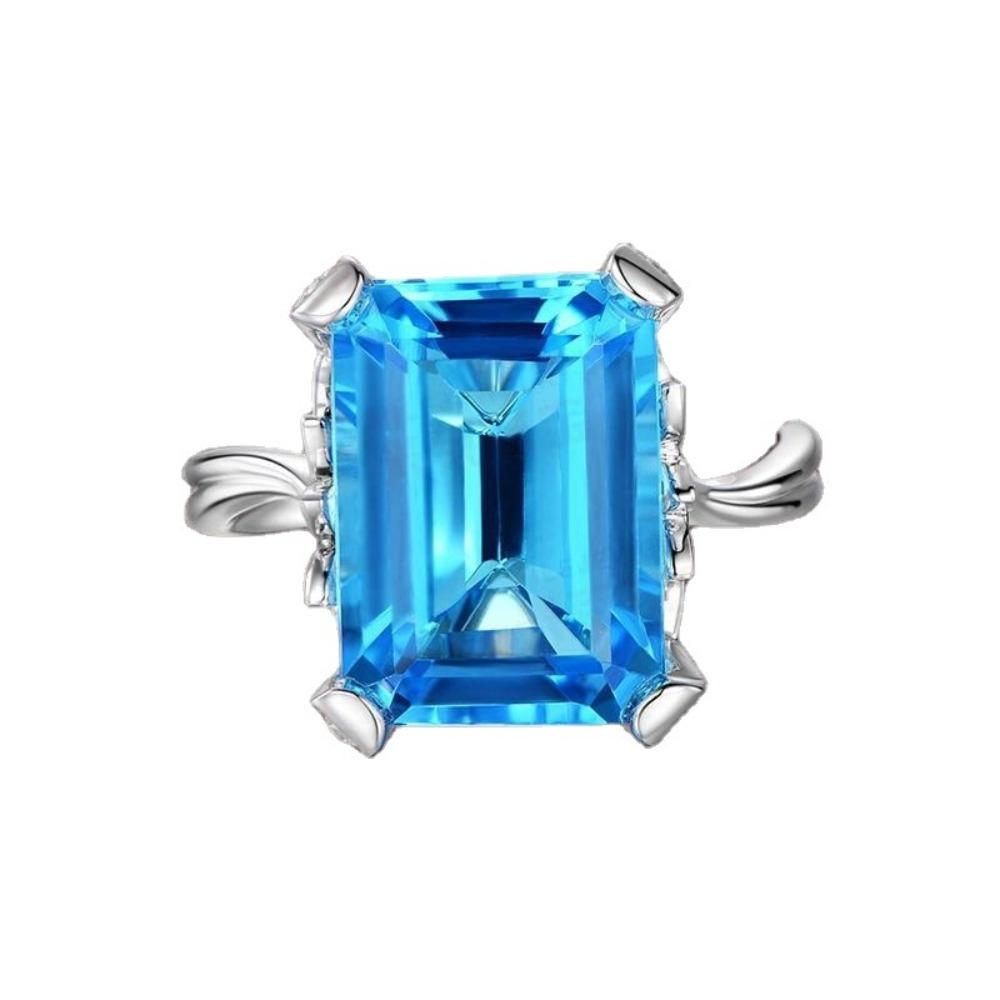 Topaz Sapphire Ring for Women Blue Gemstone Engagement Ring 1 Carat Jewelry