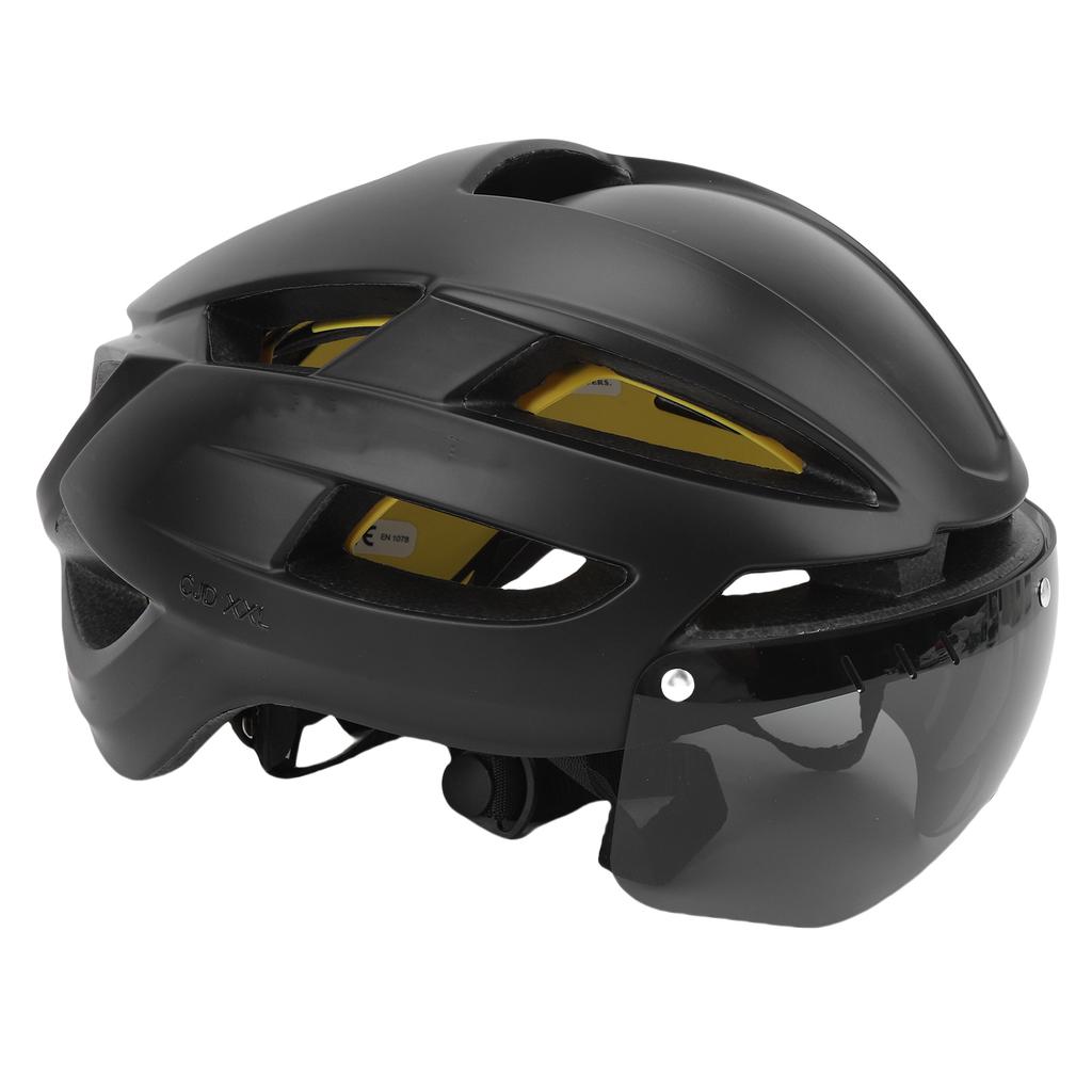 Cycling Helmet MIPS Technology Bike Helmet with LED Light Goggles for Mountain Road Bike Black