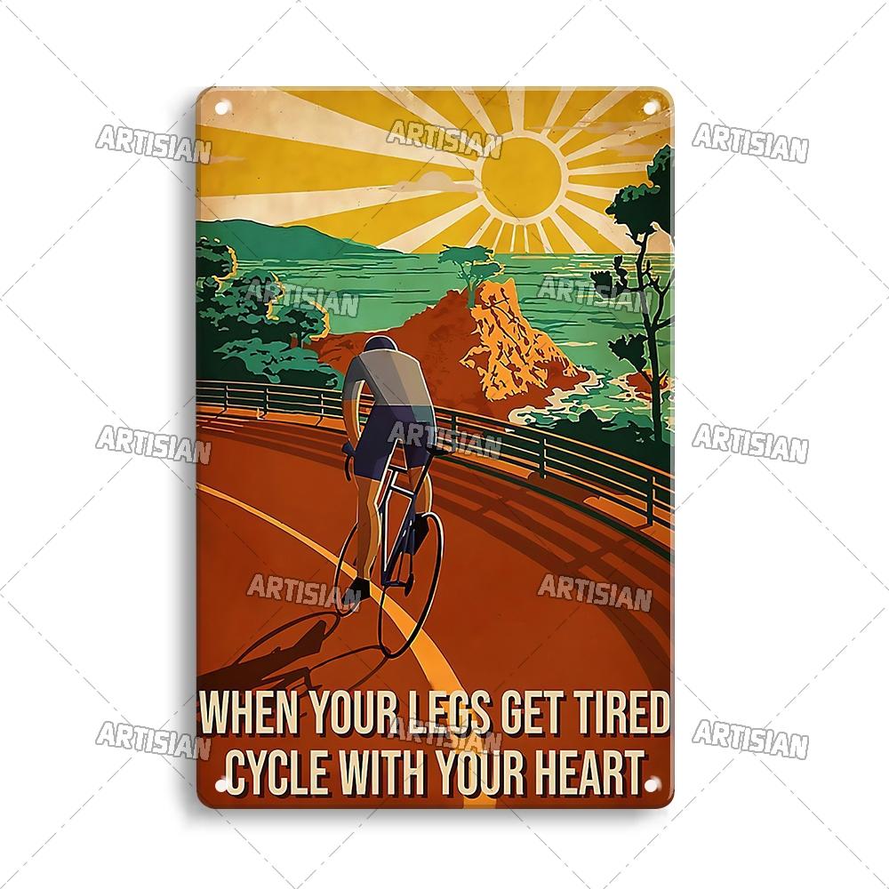 Artisian Cycling Metal Sign Bicycle Tin Poster Bike Decorative Plate Wall Decor Garage Bar Pub Club Hotel Cafe Kitchen Home