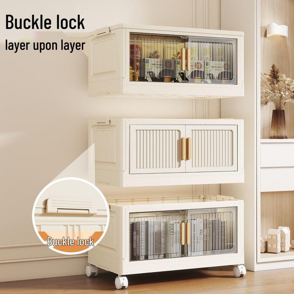 Foldable Multi-Layer Plastic Storage Cabinet - Dustproof Organizer for Toys, Snacks, and Miscellaneous Items