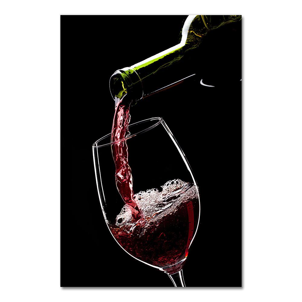 Red Wine Glass Oil Painting Prints Poster Modern Canvas Art Bar Restaurant Kitchen Wall Decoration Dinning Living Room Decor