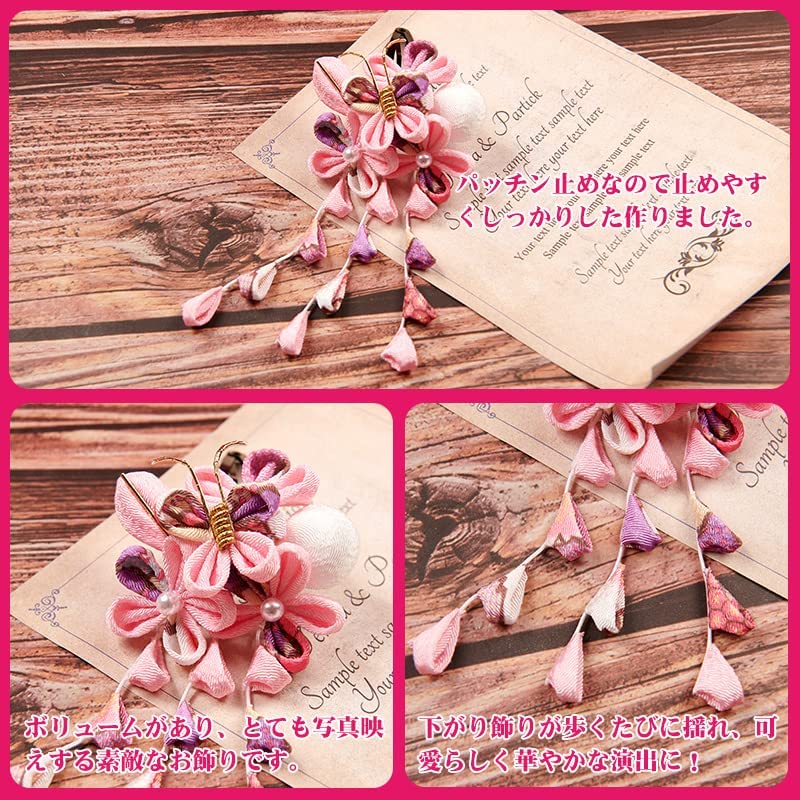 OTAKUMARKET Hair Ornaments for and with Perfect for Graduations and for Girls Ages 5 4 Colors B Shichi-Go-San Coming-of-Age Ceremonies, Furisode,