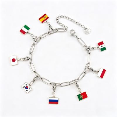 Silver Color Fashion Flag Pendant For Women Men DIY Making Flag Charm Bracelet Accessories  Fashion Jewelry Neckalce  Wholesale