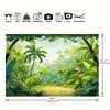 2D Cartoon Jungle Backdrop, Tropical Rainforest with Palm Trees & Toucan Party Photography Background
