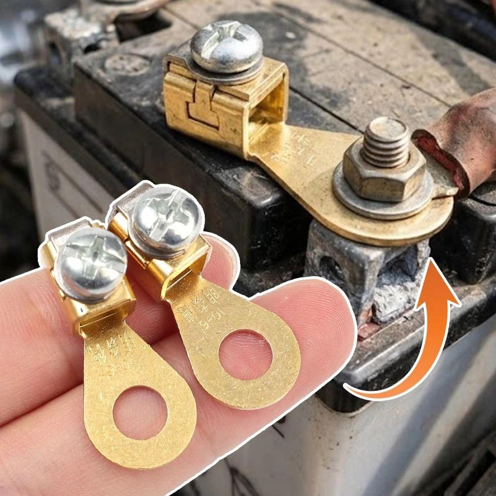 Reusable Solid Copper Car Battery Terminal Blocks 2.5‑10mm² Screw‑Tight Battery Connector 6mm Hole Cable Lug