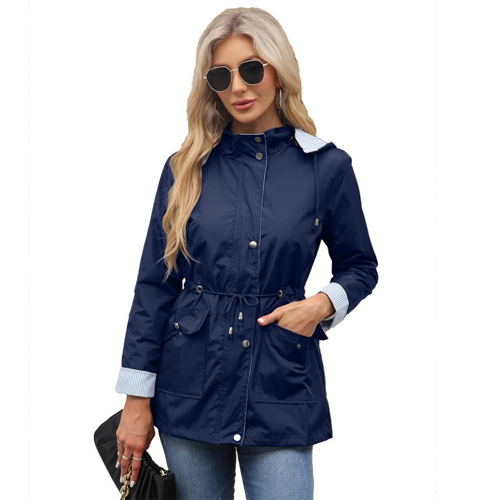 2026 Women's Trench Coat with Detachable Hood Fall Winter Plus Size Windproof Outerwear