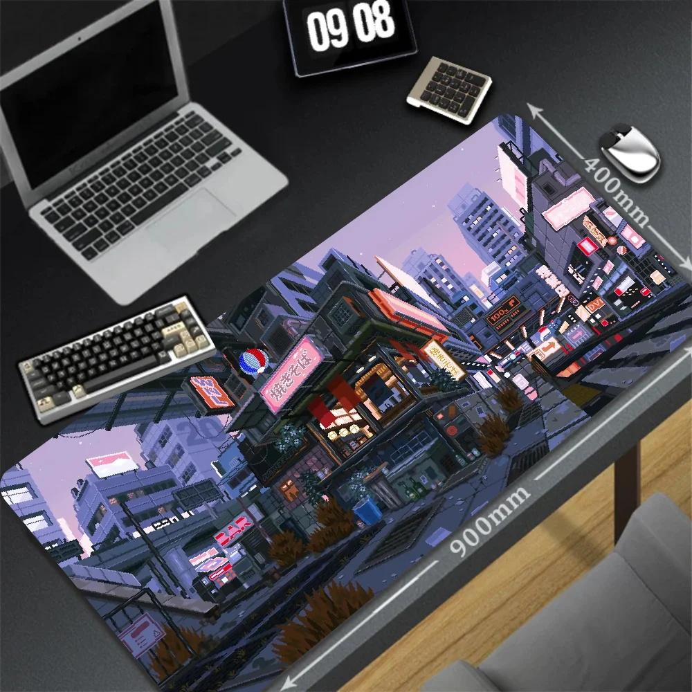 XXL Table Natural Rubber Carpet Large Game Non-slip Mousepad Pixel Sence Cute Mousepad Gamer Street Art Desk Mat For PC Keyboard