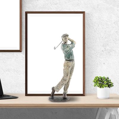 Estátua Decorativa de Resina de Homem Jogador de Golfe Artesanato Artístico Escultura de Golfe Balançando um Taco Estante