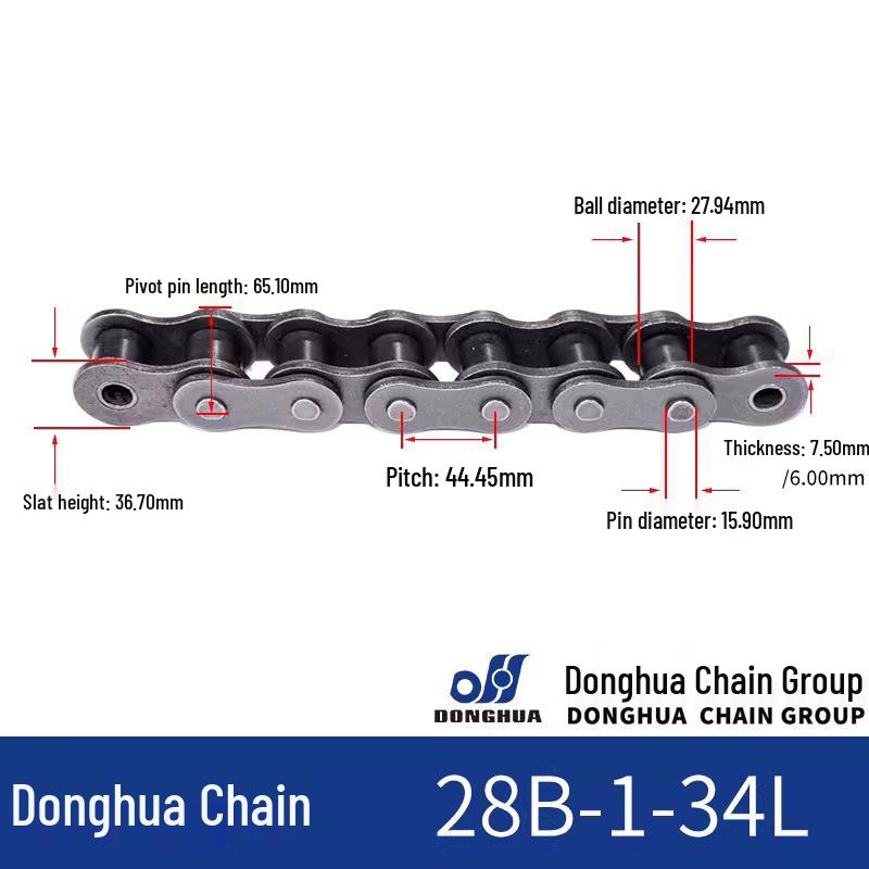 Donghua Industrial Transmission Chain: Single/Double Roller, Manganese Steel, Large Pitch Precision Roller Chain.
