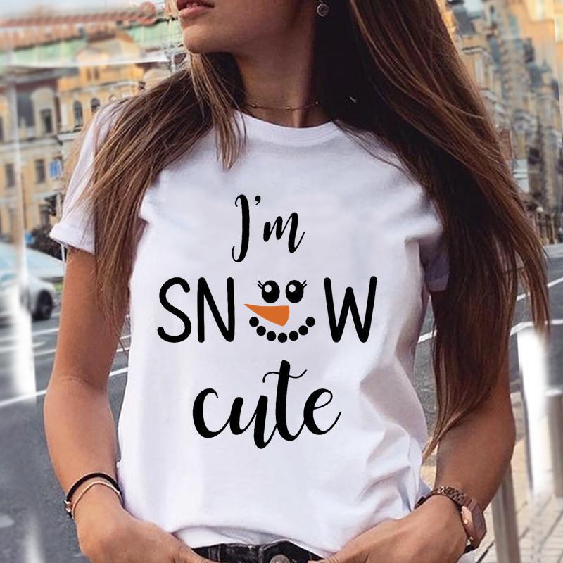 Christmas Animal Merry Chris Print Summer Loose Round Neck Pure Cotton Short Sleeved Shirt T-Shirts Women’s